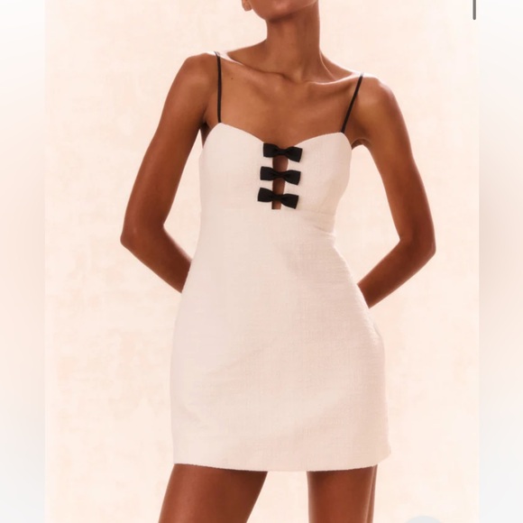 LoveShackFancy Dresses & Skirts - LoveShackFancy White Mini Dress with Black Bow Accents 6